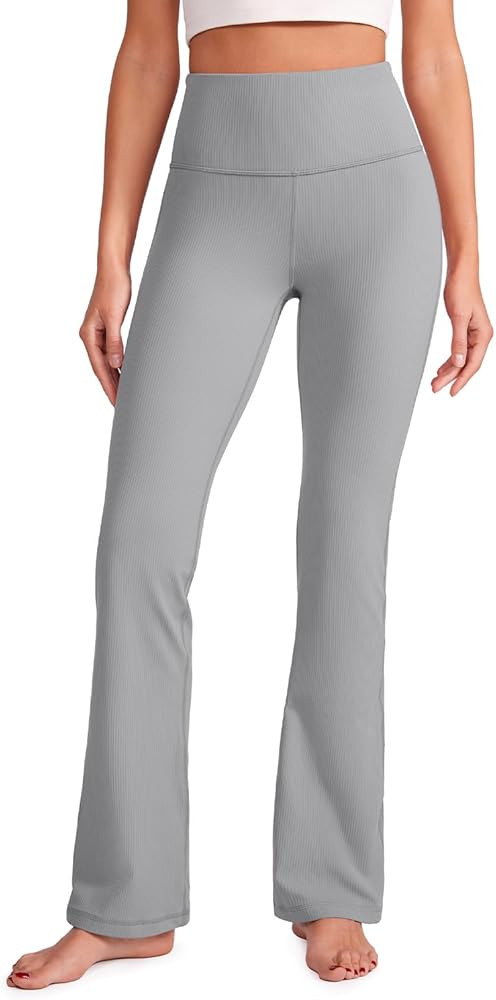 CRZ YOGA Womens Ribbed High Waist Flare Leggings 31" - Bootcut Wide Leg Yoga Pants with Pocket So... | Amazon (US)