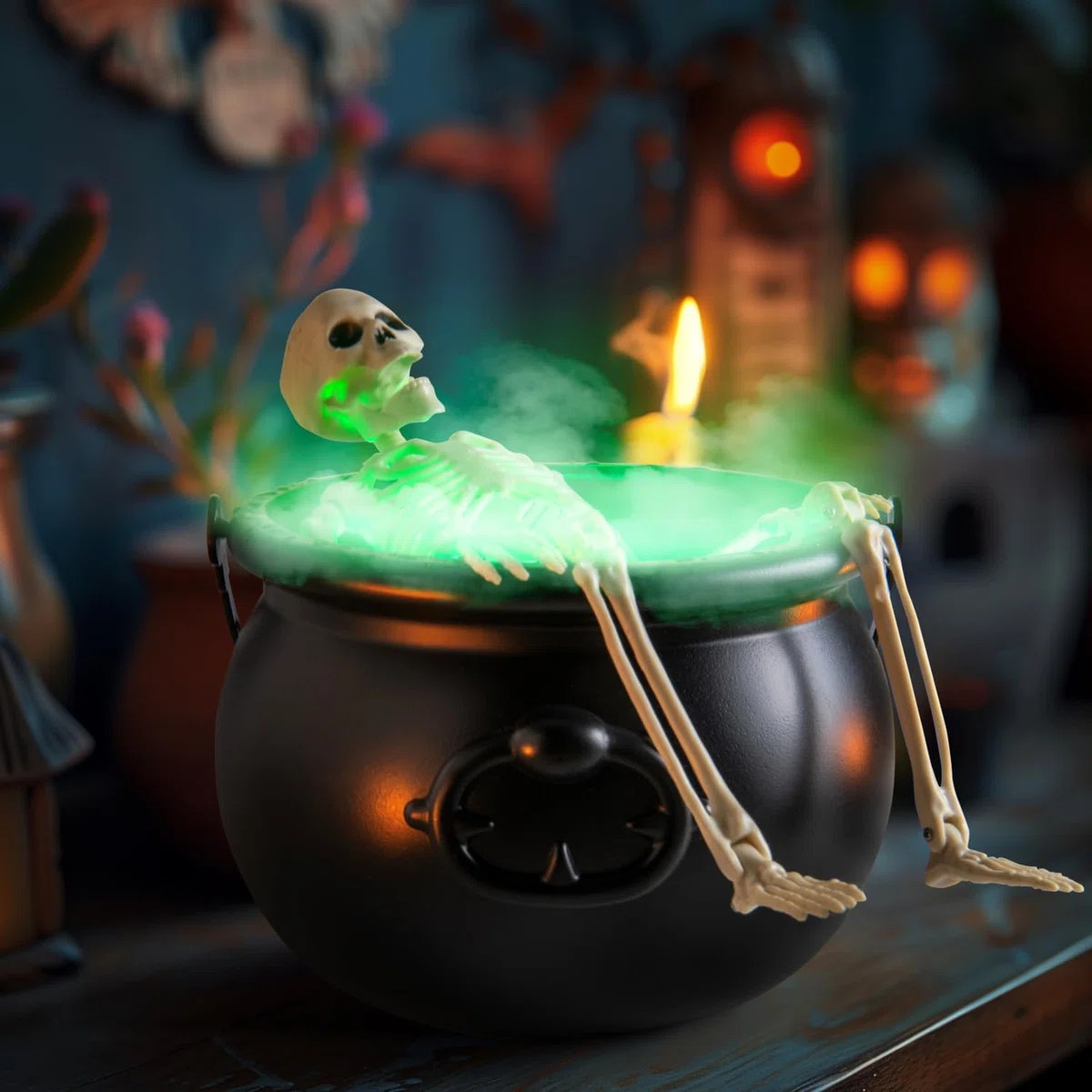 Halloween Decorations Indoor - Cauldron Halloween Decor With Black Plastic Witches Cauldron And L... | Wayfair North America