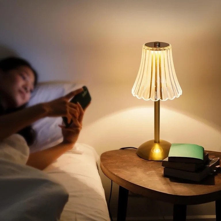 Touch Cordless Table Lamp, Dimmable Crystal Lamp, Battery Operated Light, Lamp for Bedroom Living... | Walmart (US)