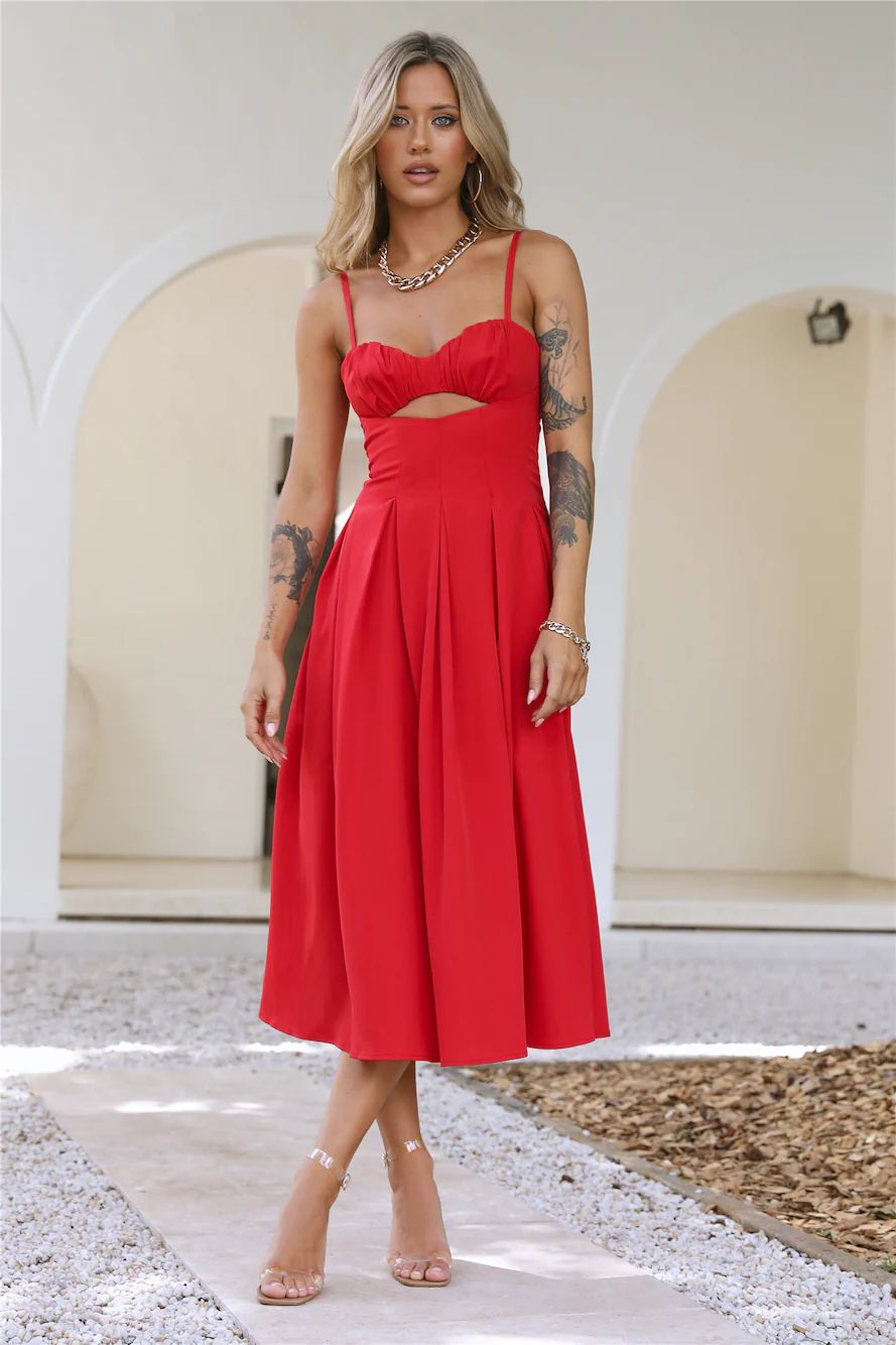 Sunniest Times Midi Dress Red | Hello Molly