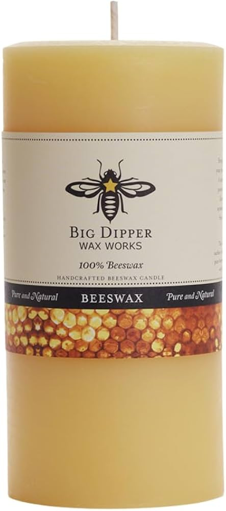 Big Dipper Wax Works Large Beeswax Pillar Candle, Hand-Poured 100% Pure Beeswax with Cotton Wick,... | Amazon (US)