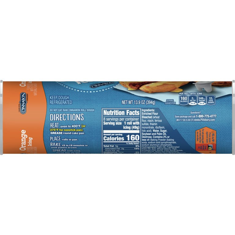Pillsbury Orange Rolls with Cinnabon Cinnamon and Orange Icing, 8 Rolls, 13.9 oz | Walmart (US)