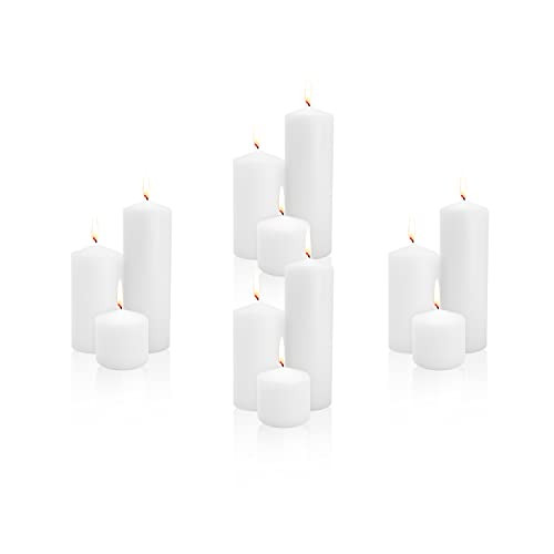 Royal Imports Unscented Pillar Candles 3 Inch Premium Wax White, 4 Sets (12 Candles - 4 of Each 3... | Amazon (US)