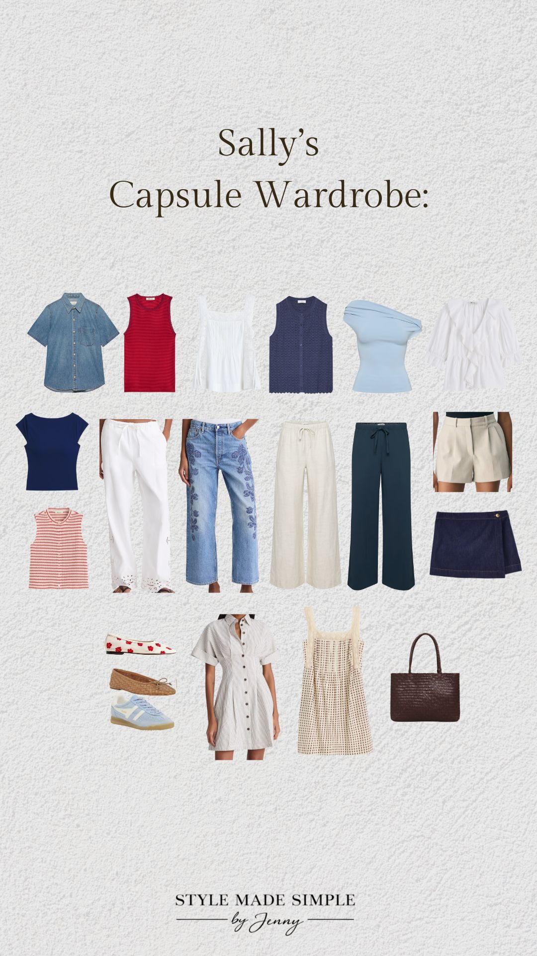 20 pieces. Endless outfits.

If you're a millennial woman looking to update your style without buying a whole new wardrobe, this one is for you.

Sally is 8 months postpartum, adjusting to a changing body, a casual tech office, and a closet that no longer felt like her. Most of her pre-baby clothes didn't fit, and getting dressed had become more frustrating than fun.

She wanted classic, timeless pieces with a little personality—great denim, easy dresses, flattering tops, and versatile staples she could wear for work, weekends, and everything in between.

Her custom capsule wardrobe gives her endless outfit combinations from just 20 thoughtfully selected pieces. Instead of buying random pieces and hoping they'll work, Sally now has a wardrobe built around her real life, her current body, and the style she actually wants to wear.

That's the beauty of a custom capsule wardrobe. Every piece works together. Every piece earns its place. And getting dressed becomes so much simpler.

If you're tired of standing in front of your closet feeling like you have nothing to wear, I'd love to create a custom capsule wardrobe designed specifically for your body, lifestyle, budget, and style goals.

✨ Book your custom capsule wardrobe:
https://stylemadesimplebyjenny.com/

custom capsule wardrobe / millennial fashion / postpartum style / casual workwear outfits / tech office style / elevated everyday outfits / capsule wardrobe for moms / women in their 30s fashion / chic casual outfits / personal stylist / summer capsule wardrobe

#capsulewardrobe #personalstylist #millennialfashion #postpartumstyle #casualworkwear #momstyle #capsulecloset #summerstyle #womenover30fashion #wardrobeinspo 

 