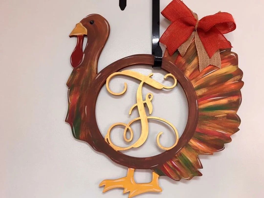 Turkey Door Hanger Turkey Decor Thanksgiving Wreath Gobble - Etsy | Etsy (US)