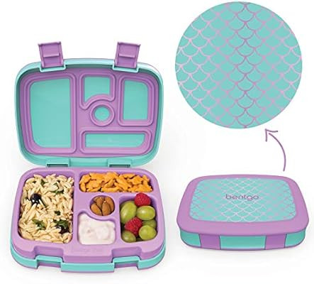 Bentgo Kids Prints (Mermaid Scales) - Leak-Proof, 5-Compartment Bento-Style Kids Lunch Box - Idea... | Amazon (US)