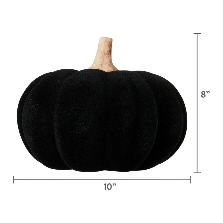 Harvest Black Flocked Pumpkin, by Way To Celebrate - Walmart.com | Walmart (US)