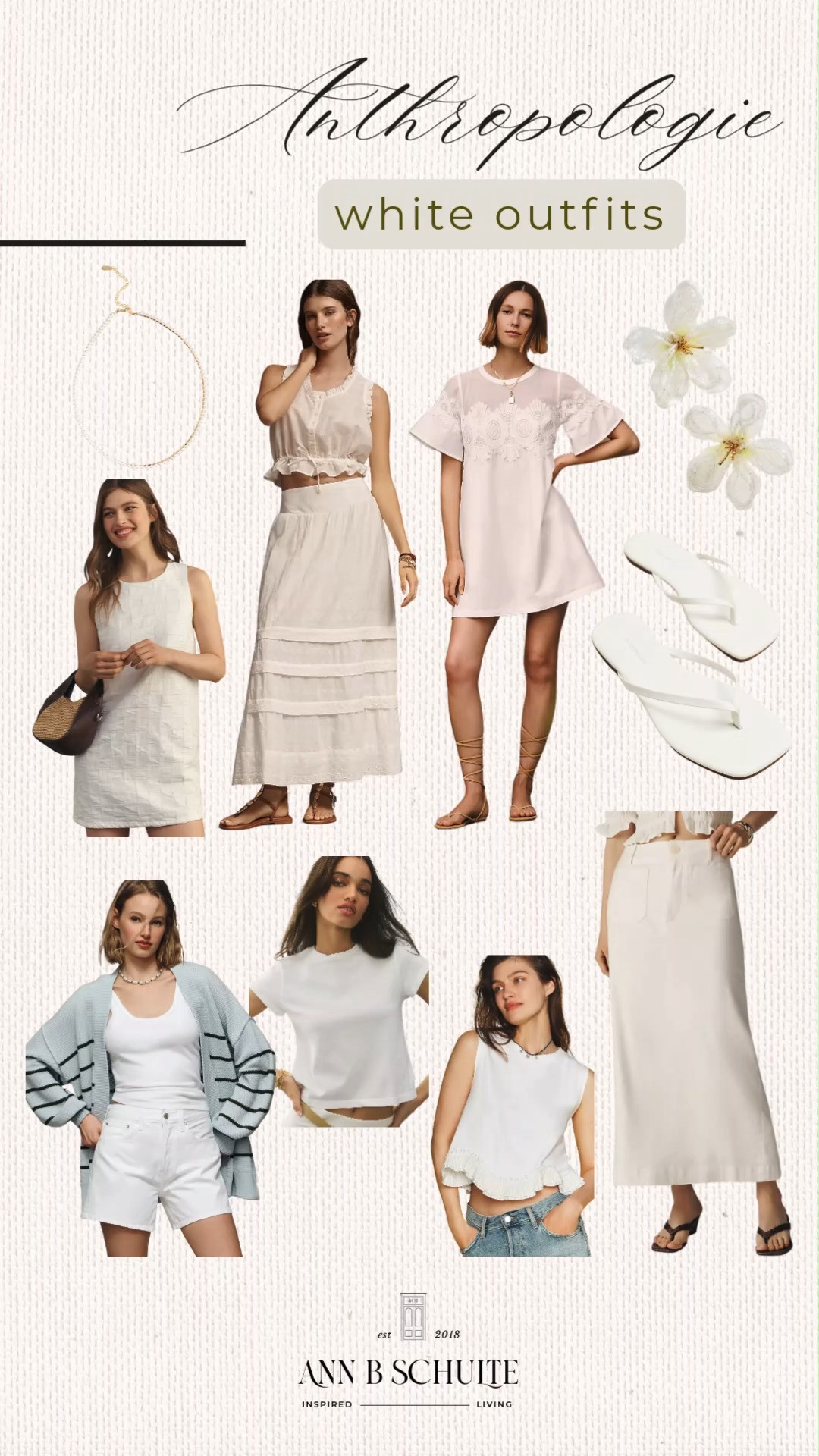 Anthropologie white outfits float in with airy linens and romantic layers for that fresh springtime glow. Effortless elegance, all day. 🤍🌸✨
#Anthropologie #AnthroStyle #WhiteOutfits #SpringStyle #CleanGirlAesthetic #BohoChic #WardrobeRefresh #OOTDInspo #LTKSpringStyle #ClassicLooks 

 #LTKootd