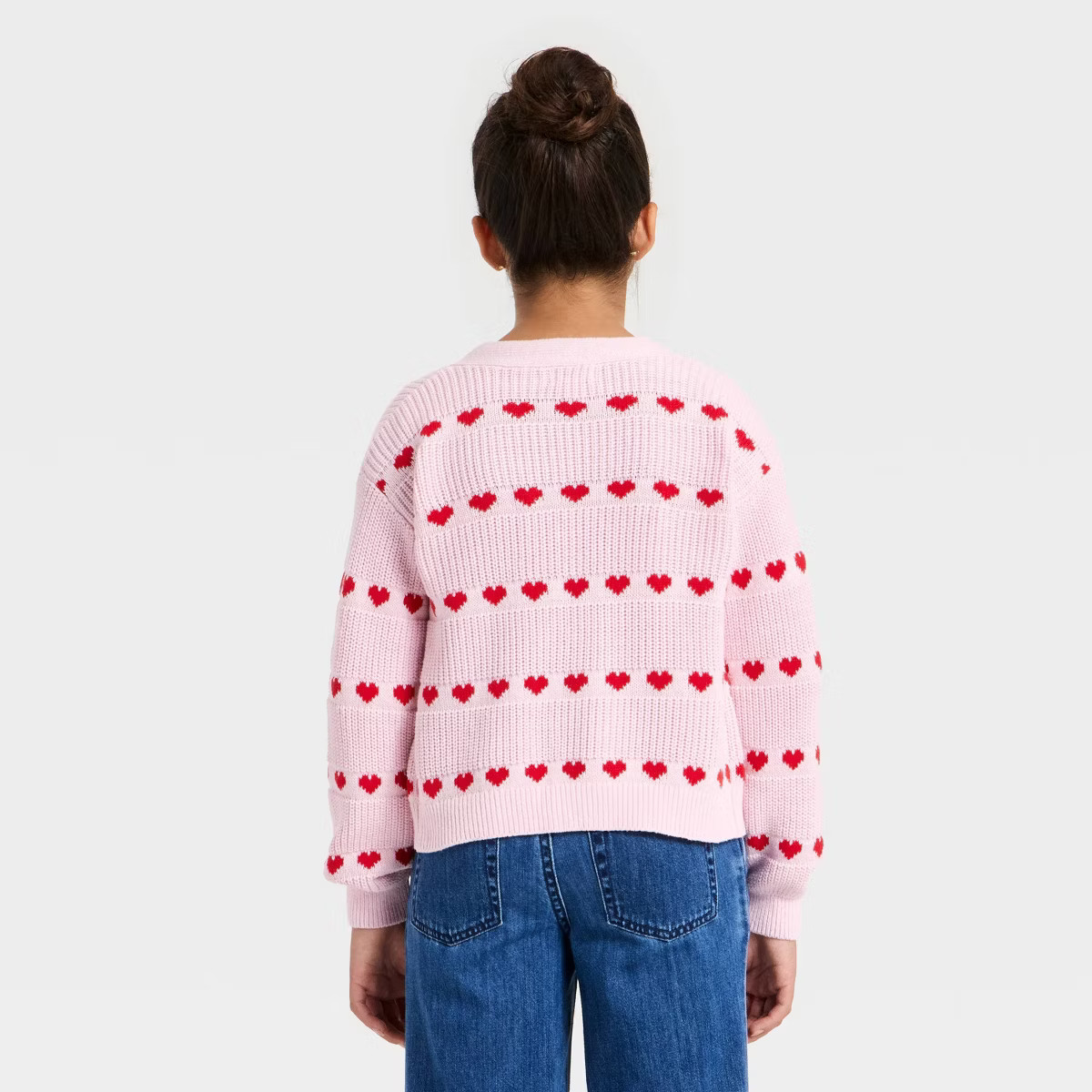 Girls' Heart Button-Down Cardigan Sweater - Cat & Jack™ Light Pink | Target