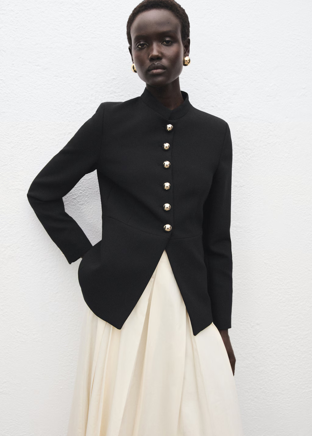 Jacket with jewel-button strip collar - Women | MANGO USA | Mango (US/MX/AU)