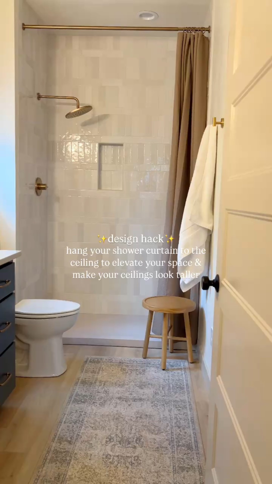 My favorite extra long shower curtain!! 

Bathroom decor 
Shower tile 
Bathroom design 
Master bathroom 
Towels 

#LTKHome