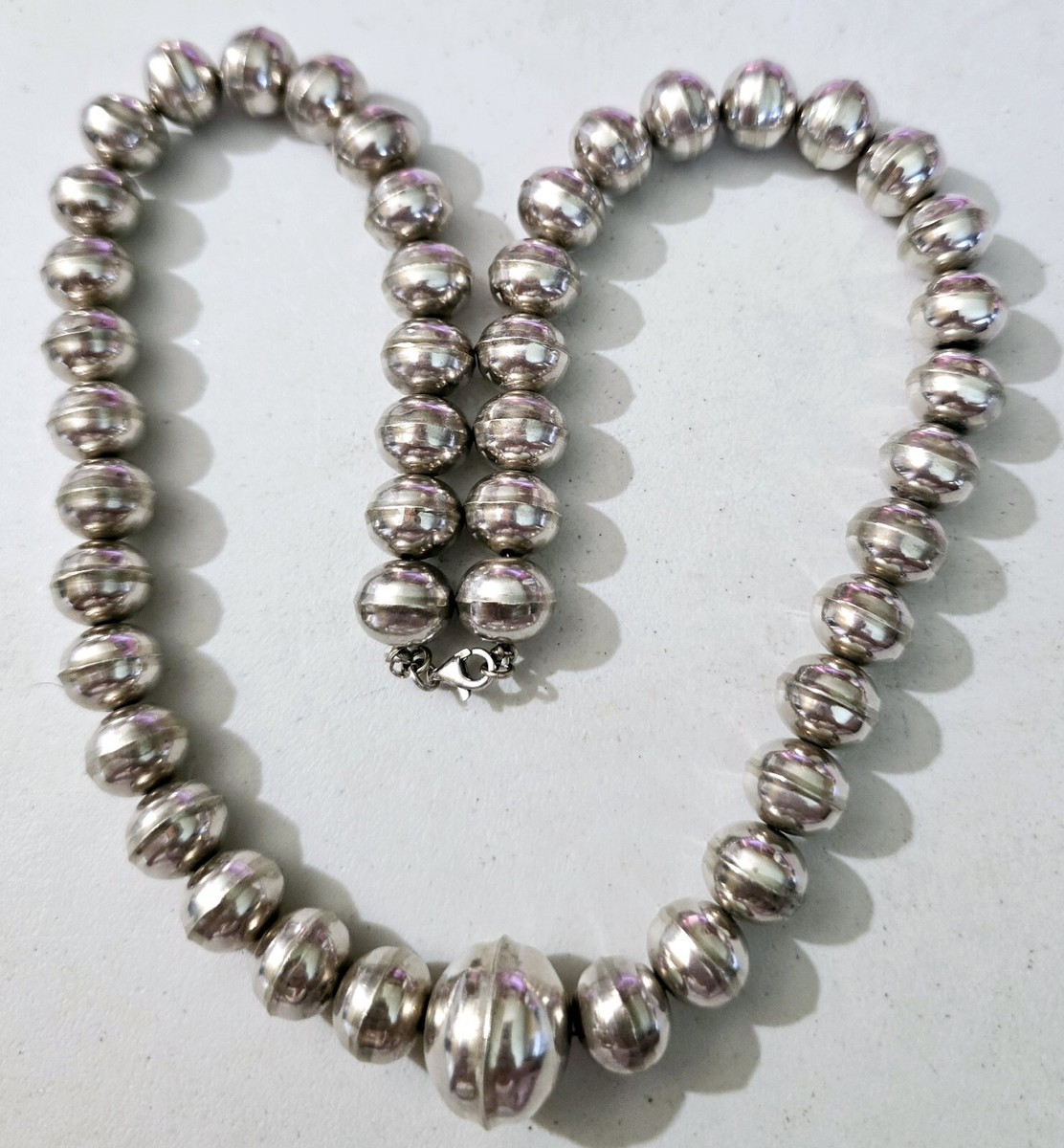 Vintage Huge Sterling Silver Navajo Old Pawn Pearls Bead 56gm 20" | eBay US