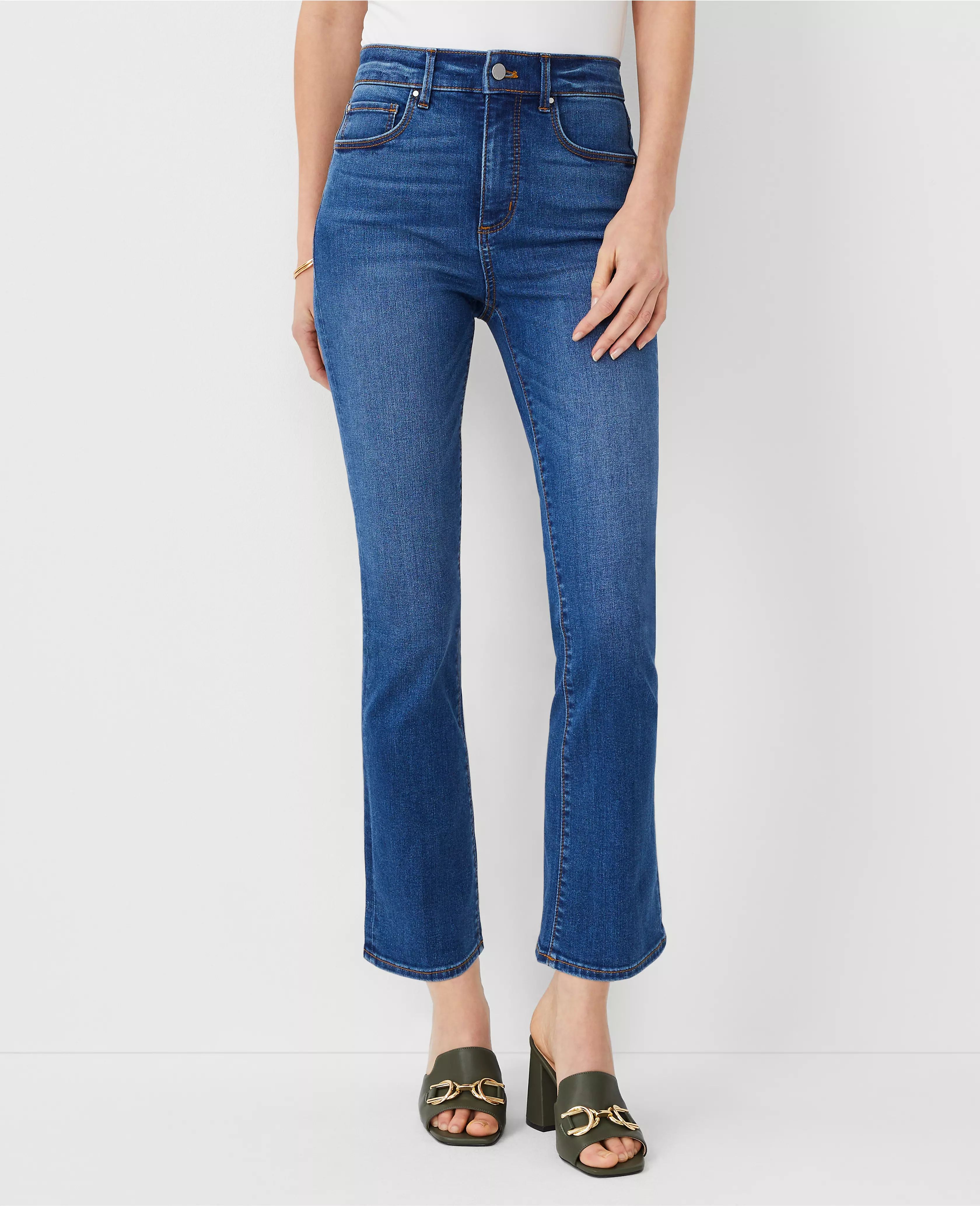 High Rise Boot Crop Jeans in Luxe Medium Wash | Ann Taylor (US)