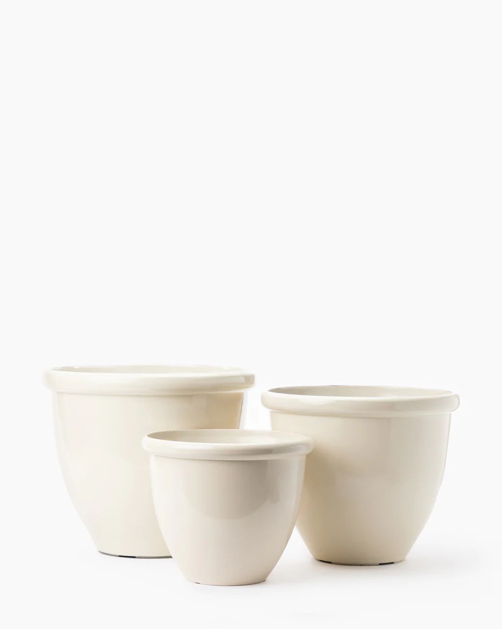 Glossy Cream Garden Pots (Set of 3) | McGee & Co.