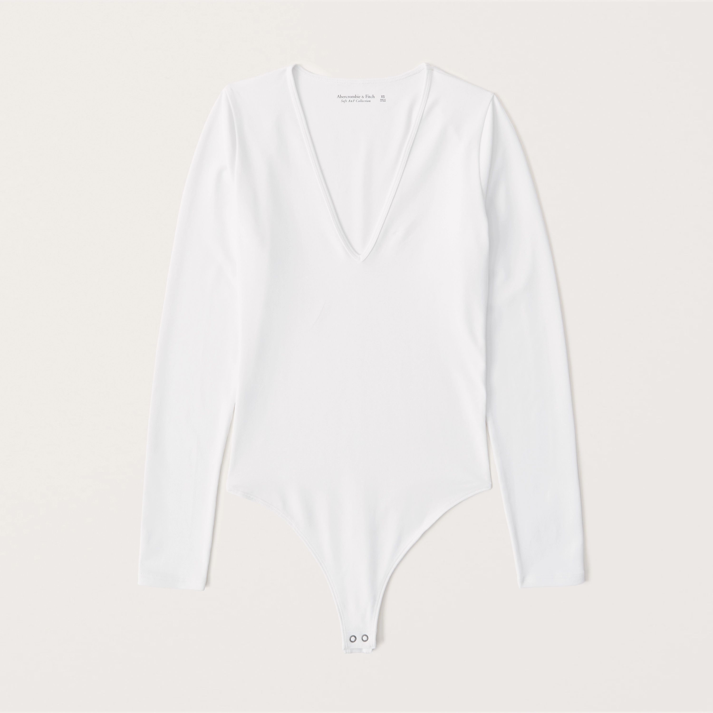 Long-Sleeve Seamless Deep-V Bodysuit | Abercrombie & Fitch (US)