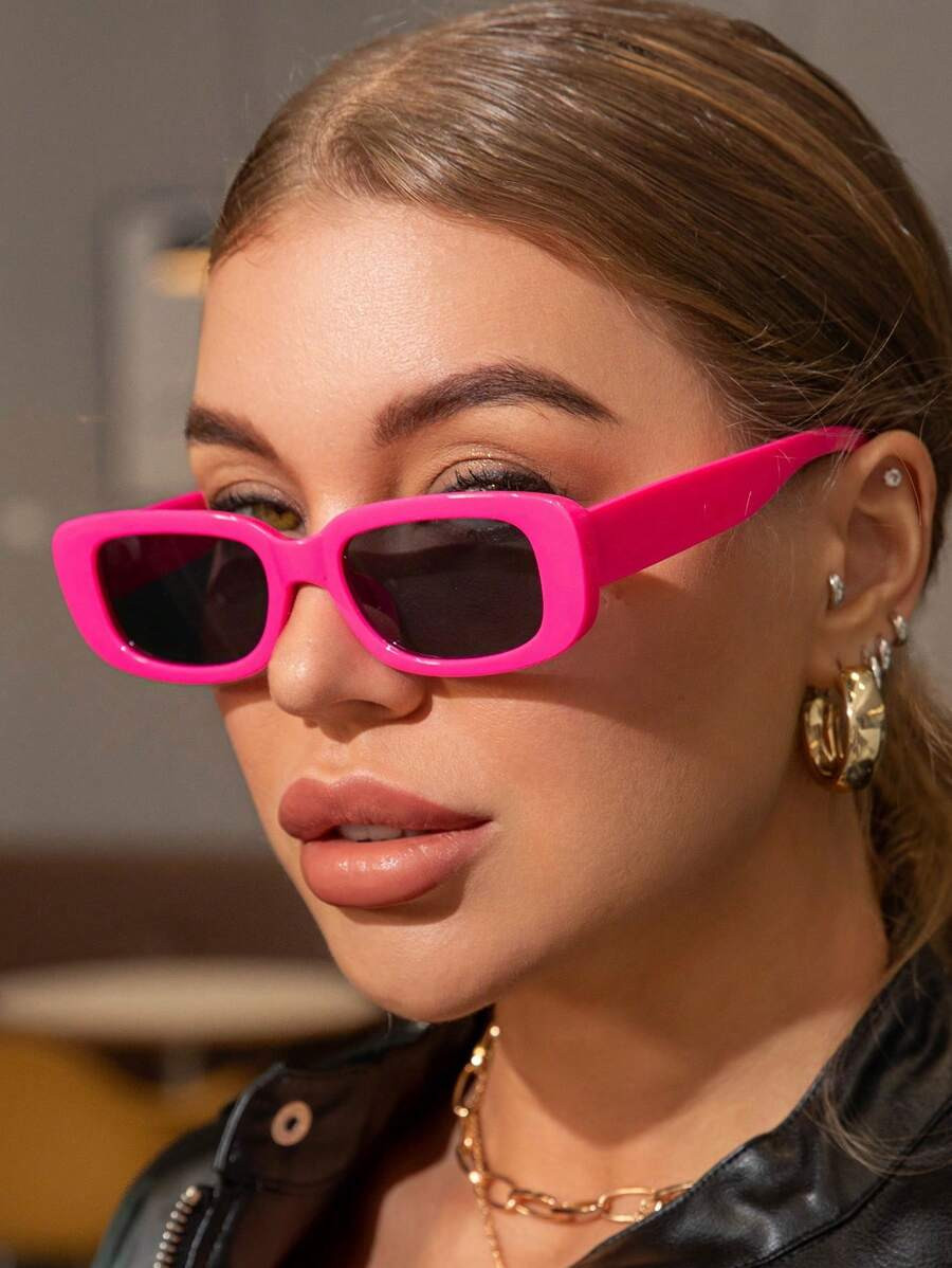 Cute 1pair Women's Square Plastic Decorated Fashion Sunglasses Sunglasses Beach Sun Glasses Beach... | SHEIN