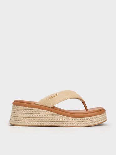 Sand Woven Espadrille Thong Sandals | CHARLES & KEITH | Charles & Keith EU