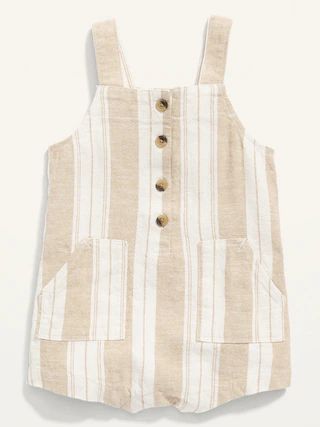 Unisex Linen-Blend Sleeveless Short One-Piece for Baby | Old Navy (US)