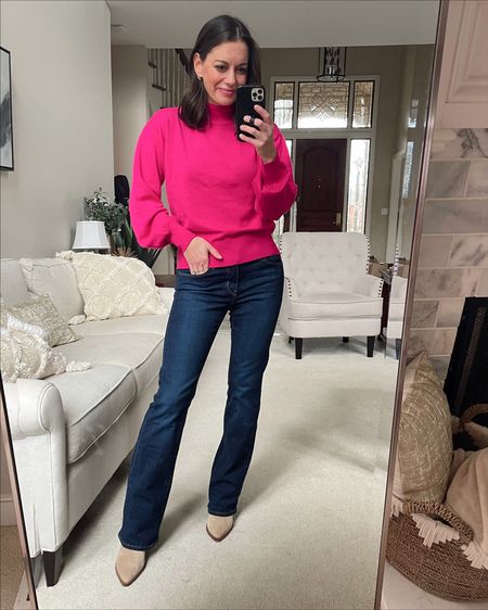 Valentine’s Day outfit idea with this fun Amazon sweater - the back is open but it is still bra friendly! Runs true to size, I’m in the small. Levi’s bootcut jeans run a tad big - great mid rise option! 

Valentine’s outfit, spring outfit, winter outfit, pink sweater

#LTKunder50 #LTKstyletip #LTKSeasonal
