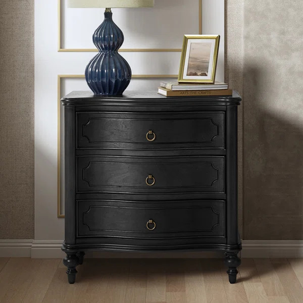 Elfine 28'' W Traditional Curves End Table with Charging Station and Solid Wood Legs and Metal Kn... | Wayfair North America