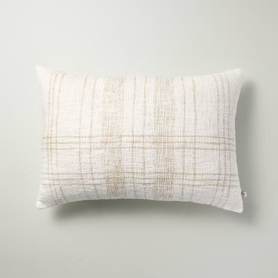 14"x20" Offset Plaid Lumbar Throw Pillow Cream/Tan - Hearth & Hand™ with Magnolia | Target