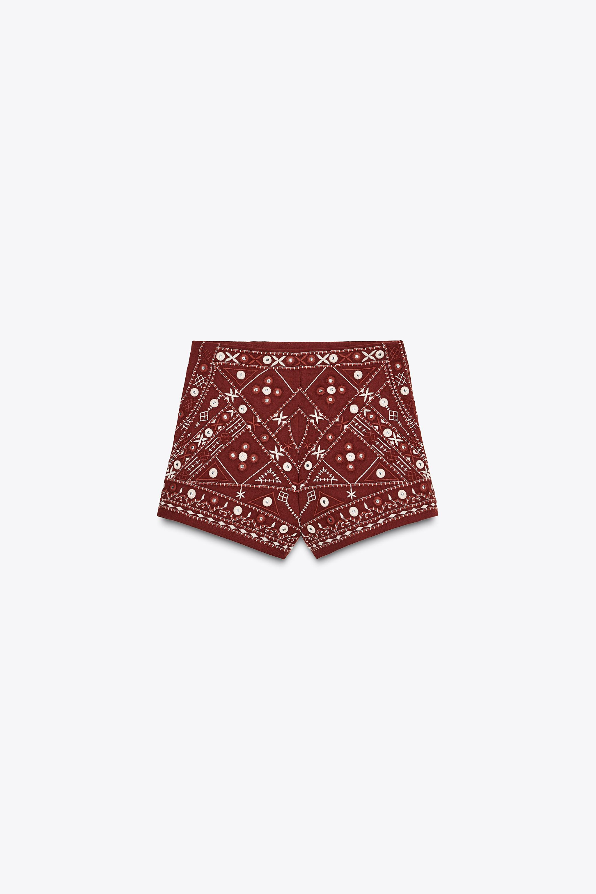 EMBROIDERED MIRROR BERMUDA SHORTS | Zara UK