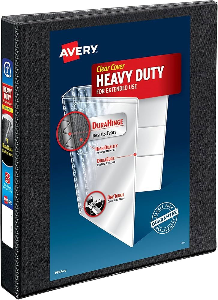 Avery Heavy-Duty View 3 Ring Binder, 1" One Touch Slant Rings, Holds 8.5" x 11" Paper, 1 Black Bi... | Amazon (US)