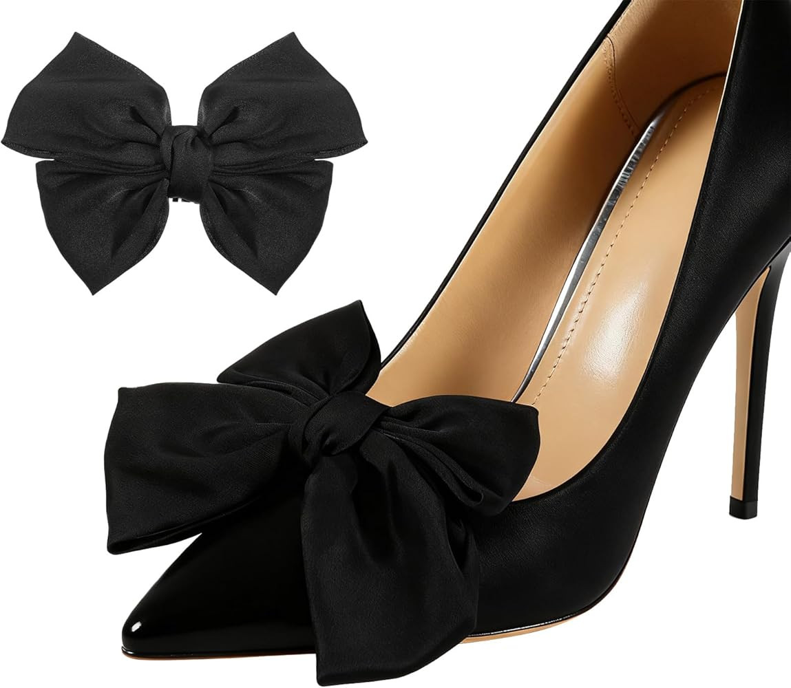 2 PCS Satin Bow Shoe Clips Detachable Elegant Bow Shoe Clips for Women Wedding Party Shoes Access... | Amazon (US)