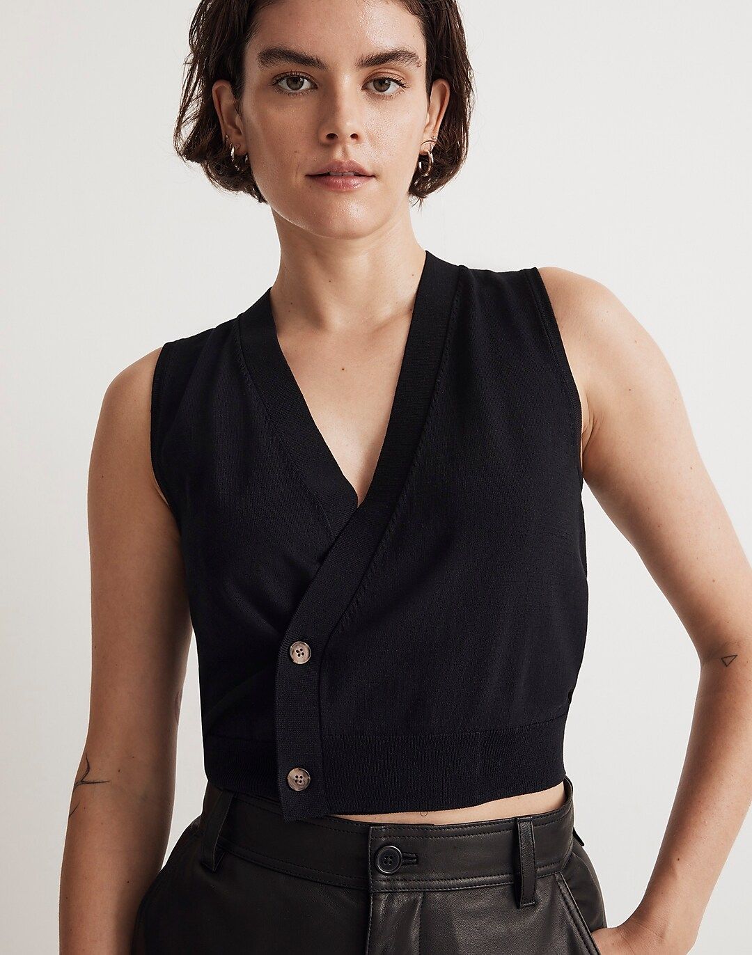 Asymmetric-Button Sweater Vest | Madewell