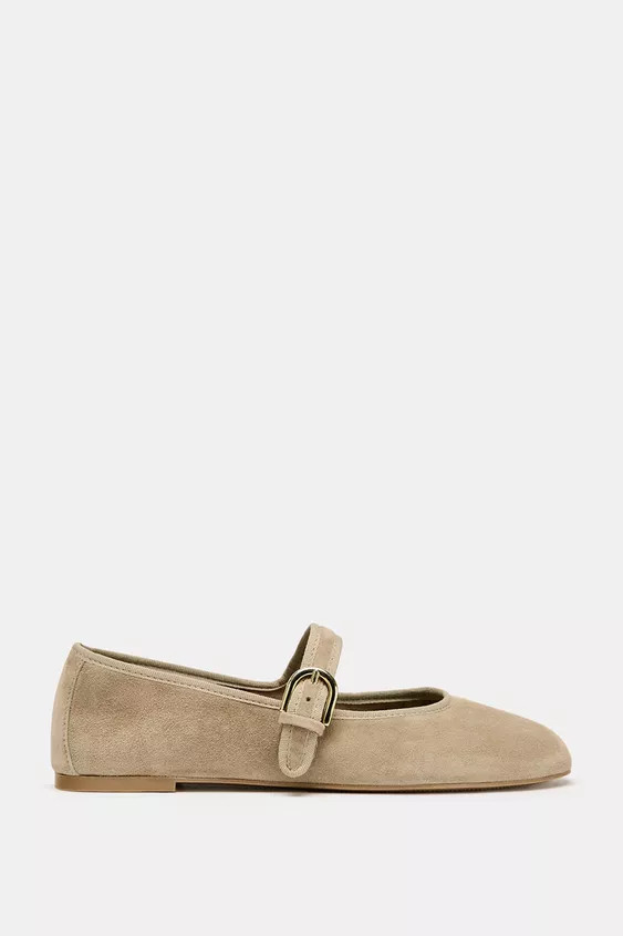 SUEDE STRAP BALLET FLATS | Zara Canada