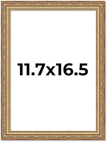 A3 11.7x16.5 Frame Gold Traditional Antique Wood Picture Frame - A3 Frame - UV Acrylic, Foam Boar... | Amazon (US)