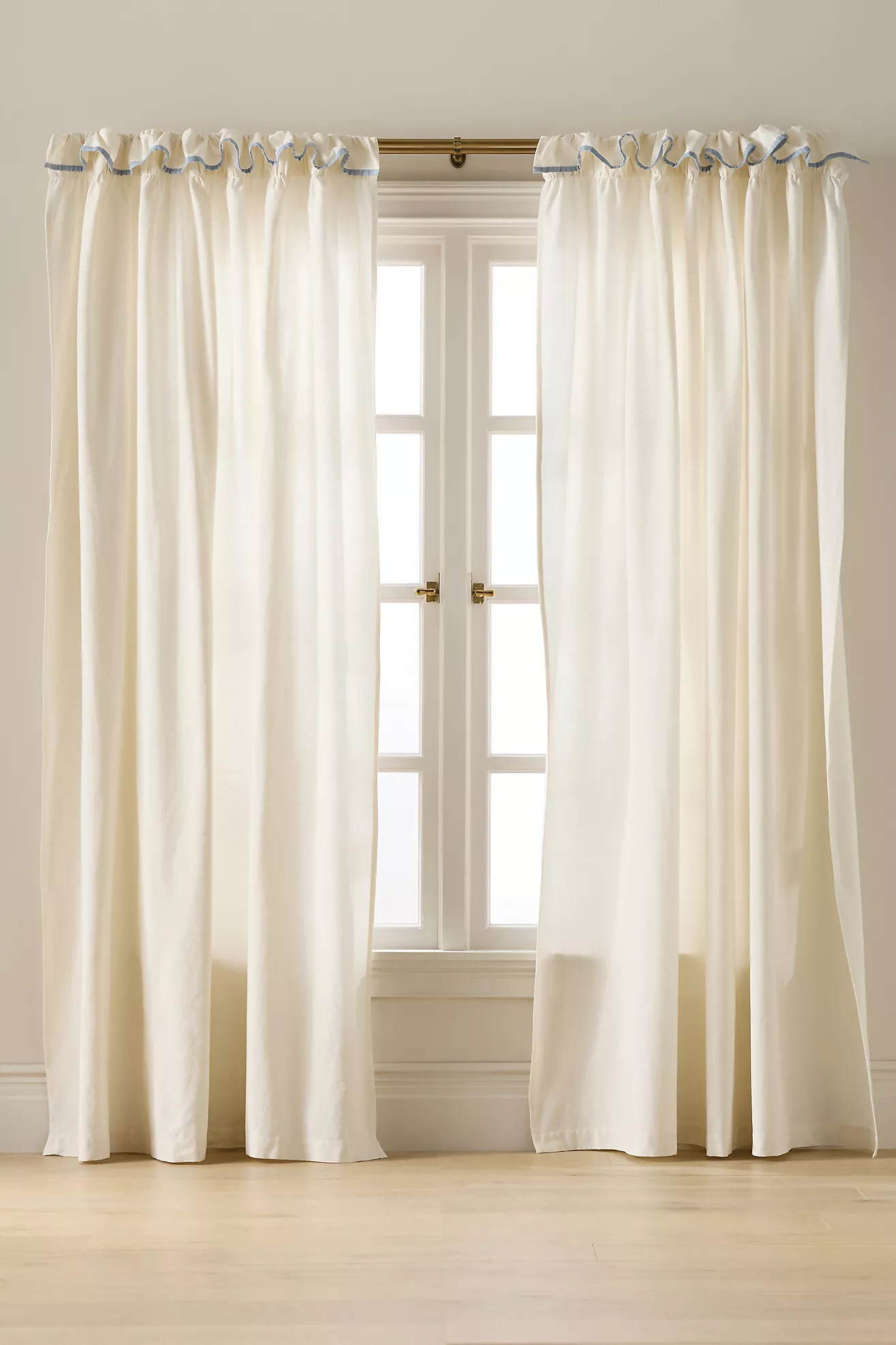 Ruffle Top Cotton Woven Curtain | Anthropologie (US)