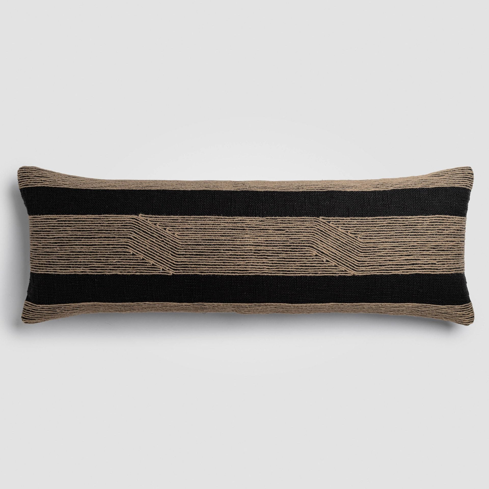 Jute Balance Lumbar Pillow, Natural with Black Jute Stripes Decorative Throw Pillow with Insert, Handwoven Cotton, Oeko-TEX Certified, Luxury Accent Pillow for Sofa Couch or Bedroom | Amazon (US)