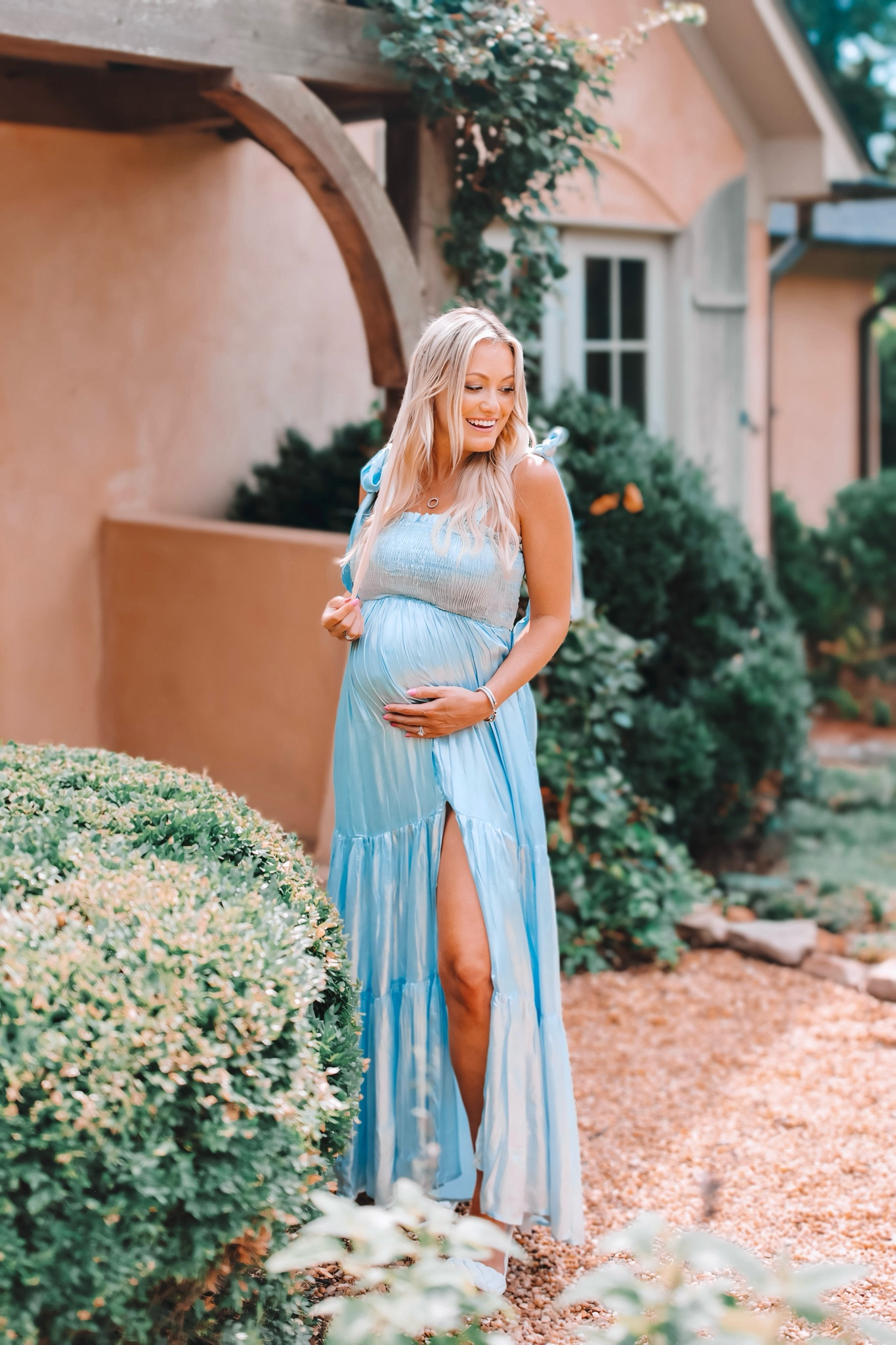 Baby shower dress 🩵 the perfect blue  and bump friendly! Wearing xs 

#LTKStyleTip #LTKU #LTKBump