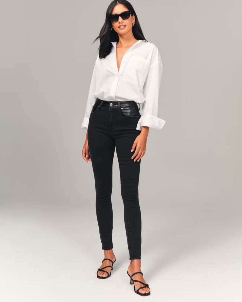 Mixed Fabric High Rise Super Skinny Ankle Jean | Abercrombie & Fitch (US)