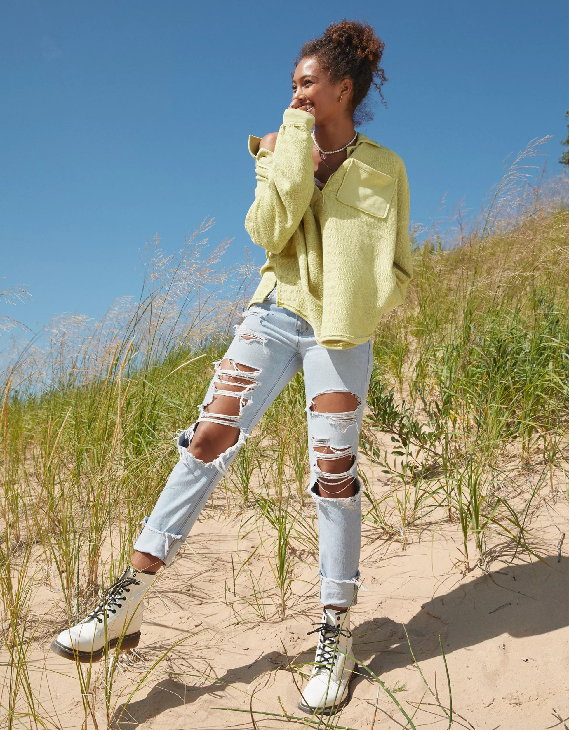 AE Strigid Ripped Mom Jean | American Eagle Outfitters (US & CA)