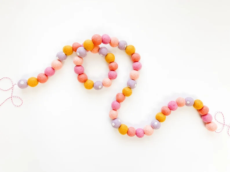 Spring Sunset Felt Ball Garland, Bunting, Banner | Etsy (US)