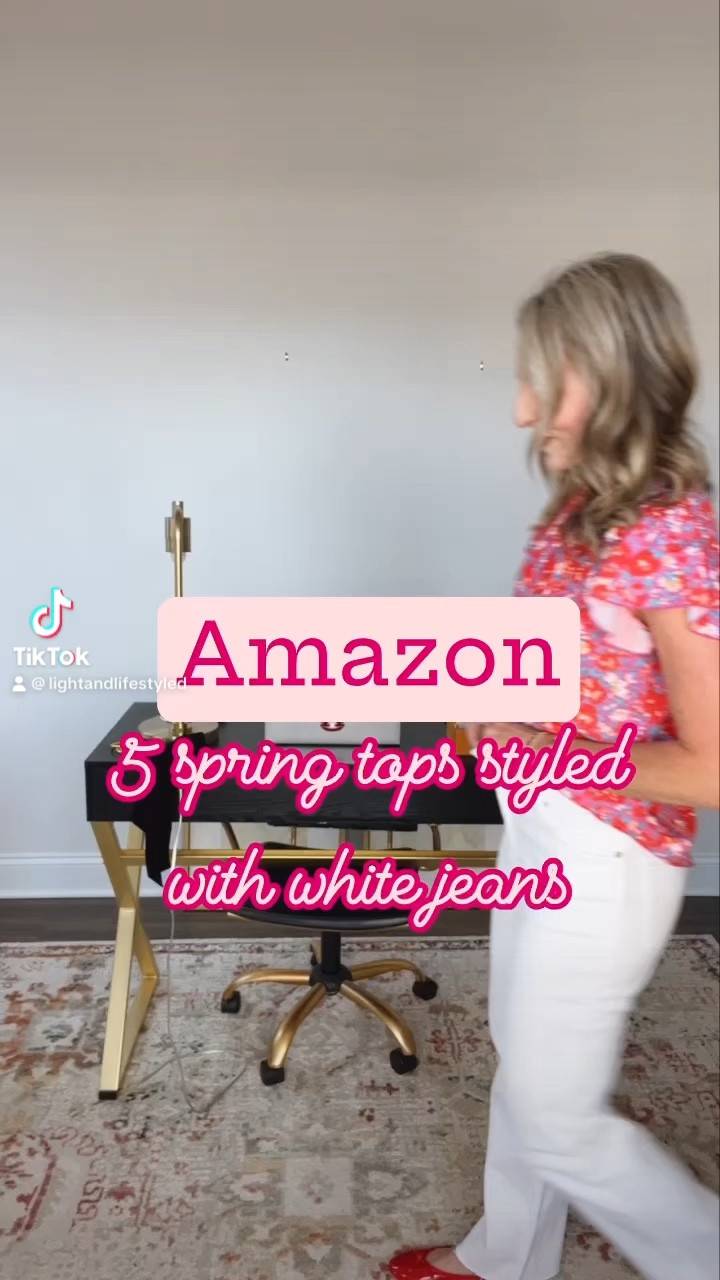 Amazing pair of white jeans paired with these 5 Amazon NEW tops all under $30! Comes in multiple colors wearing size small in all tops and size 26 in jeans // many have coupons !! So affordable! ♥️

#LTKfindsunder50 #LTKworkwear #LTKstyletip