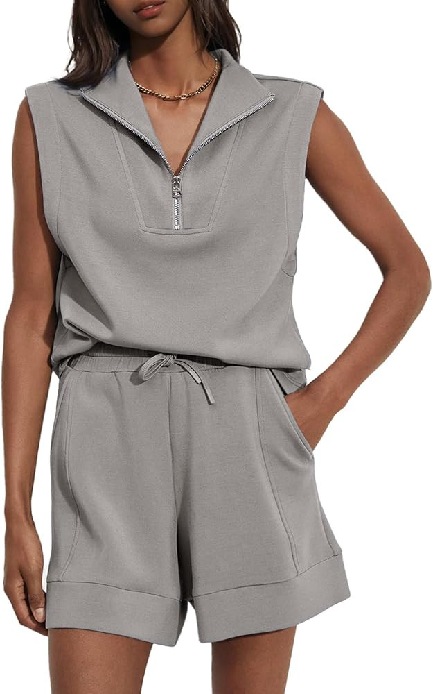 Glamaker Women's Two Piece Short Sets Summer Lounge Sweatsuits Air Essentials Sleeveless Outfits ... | Amazon (US)