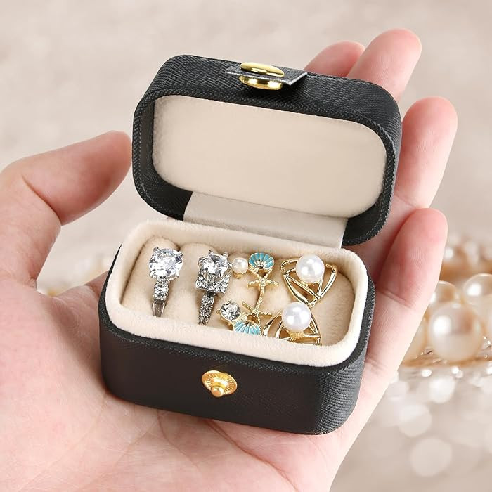 Small Travel Jewelry Box For Ring Stud Earring, Mini Jewelry Ring Holder for Multiple Rings, Port... | Amazon (US)