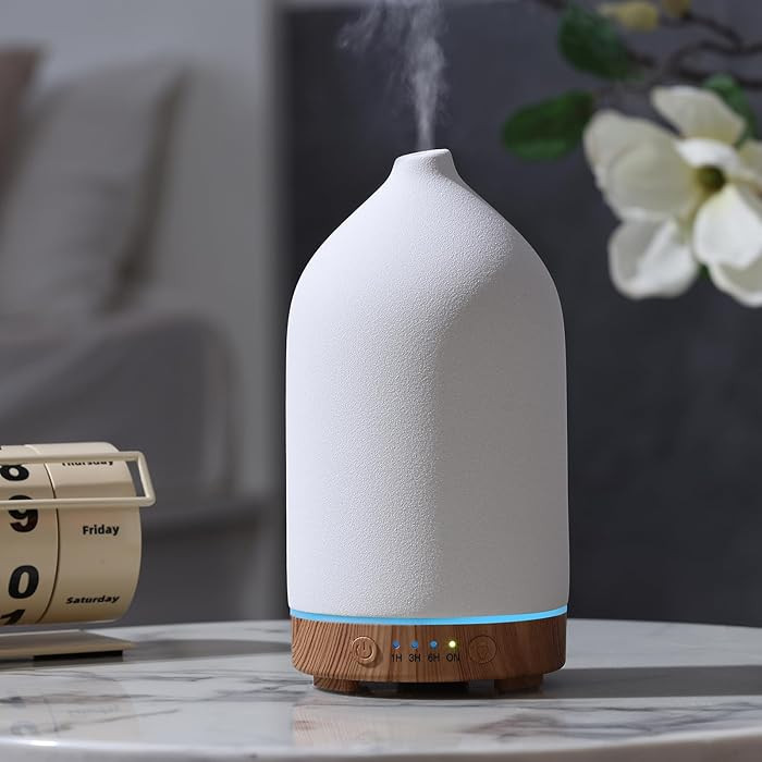 200ML Ceramic Essential Oil Diffuser - Ultrasonic Aromatherapy & Humidifier with 7-Color LED Ligh... | Amazon (US)