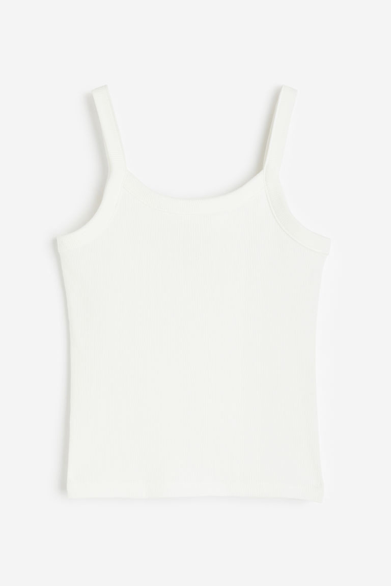 H & M - Ribbed Tank Top - White | H&M (US + CA)