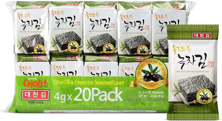 Daechun(Choi's1) Seaweed Snack, (Pack of 20), Original, Sea Salt, Green Tea Powder, Product of Ko... | Amazon (US)