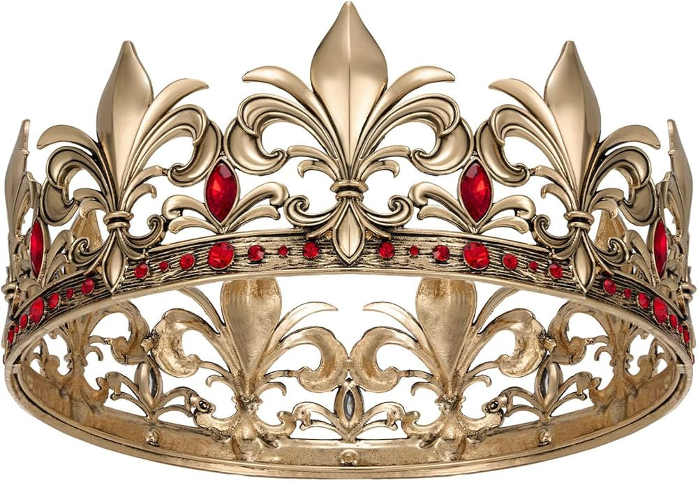 SWEETV Antique Gold King Crown for Men, Men's Tiara Prince Diadem, Crystal Medieval Headwear, Roy... | Amazon (US)