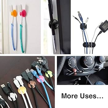 OHill Cable Clips, 16 Pack White Adhesive Cord Holders, Ideal Cable Management Cord Organizer Cab... | Amazon (US)