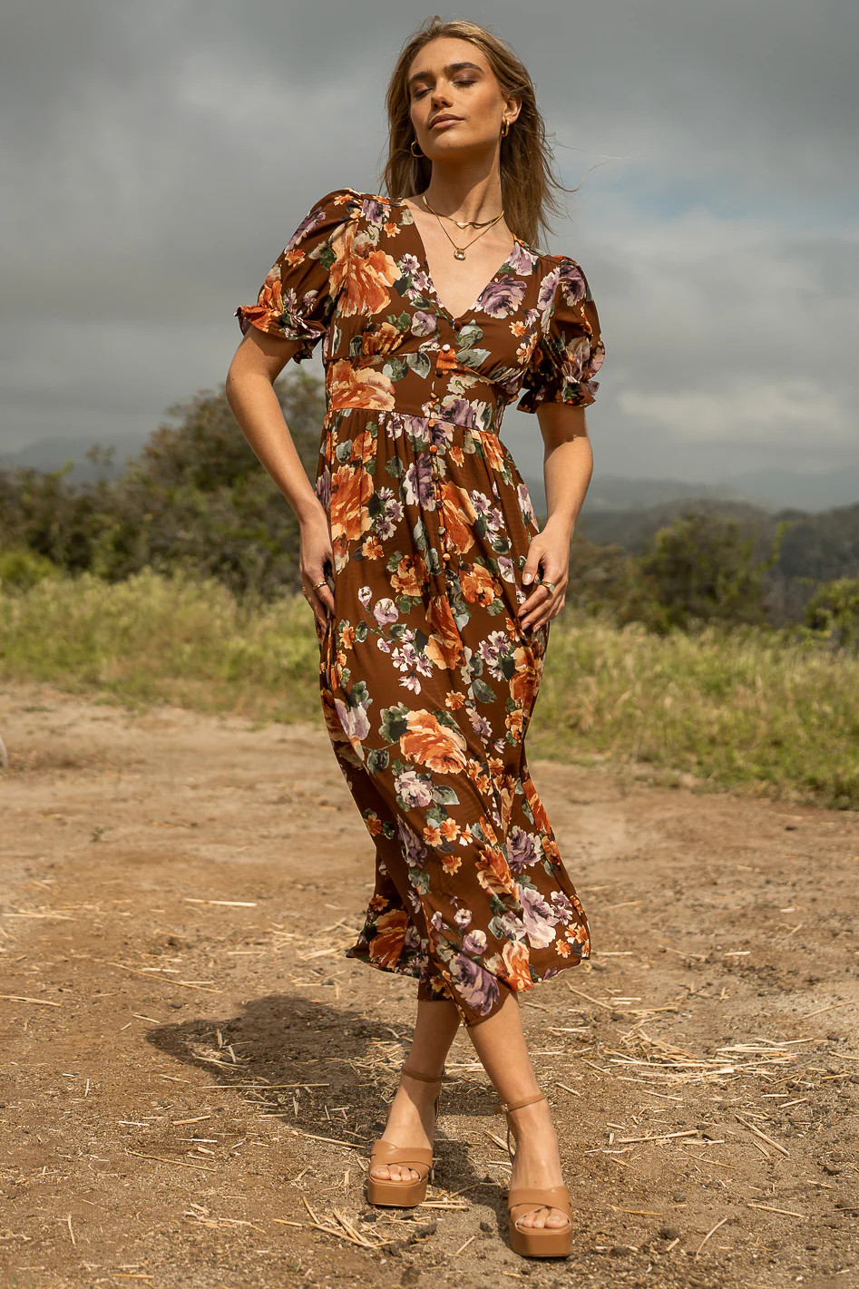 Eliana Floral Maxi Dress in Brown - FINAL SALE | Böhme US