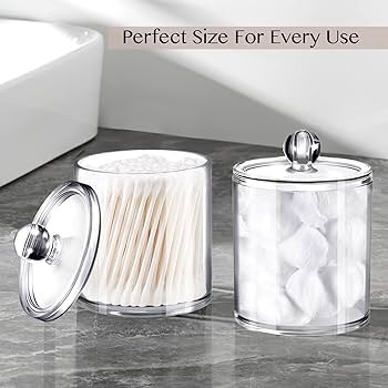 SheeChung 4 Pack Plastic Acrylic Bathroom Vanity Countertop Canister Jars with Storage Lid, Apoth... | Amazon (US)
