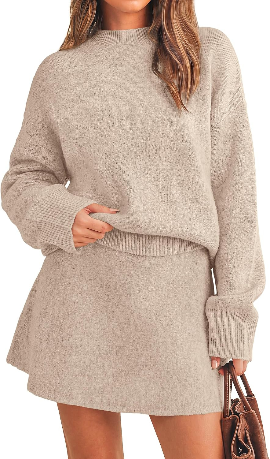 PRETTYGARDEN 2 Piece Sets For Women Sweater Mini Skirt Set | Amazon (US)
