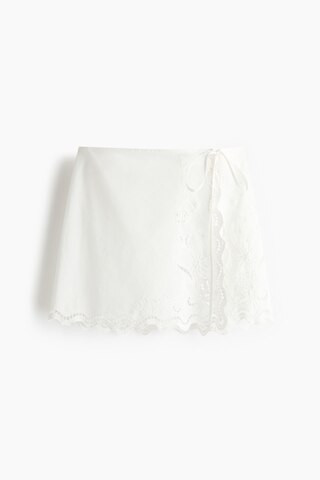 H & M - Tie-Detail Cotton Beach Skirt - White | H&M (US + CA)