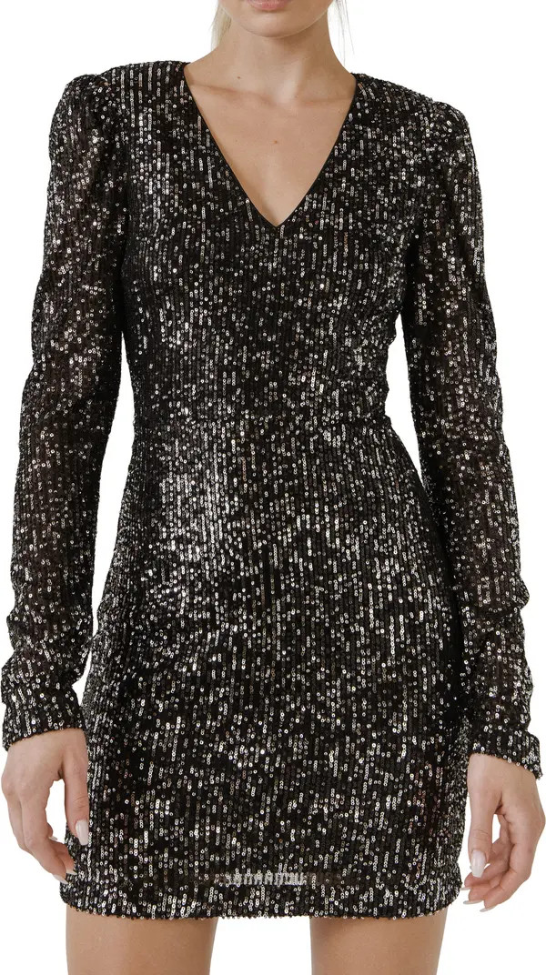 Endless Rose Long Sleeve Sequin Minidress | Nordstrom | Nordstrom